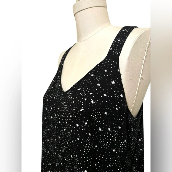 LOFT Starry Strap V-Neck Cami, Size Small, black star print, chiffon sleeveless - Picture 8 of 11